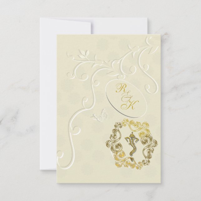 Indian wedding hindu Ganesha invitation (Front)