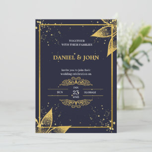 Indian Wedding Invitation: Dark Blue and Gold Invitation