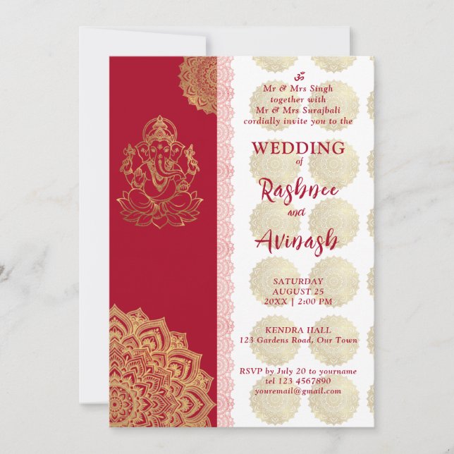Indian Wedding Invitation Ganesha Mandala (Front)