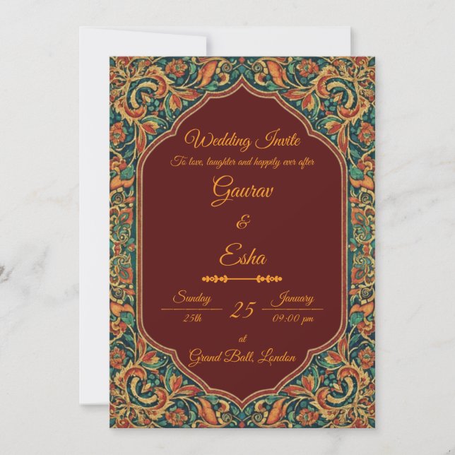Indian Wedding Invitation (Mughal Version) (Front)