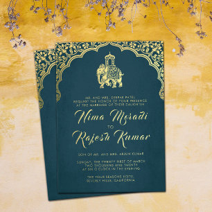 Indian Wedding Invitation Red Gold Ganesha