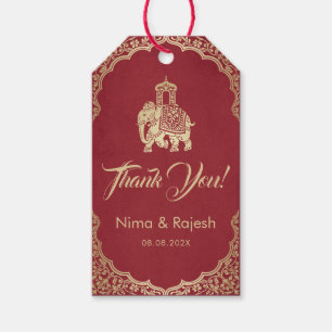 Indian Wedding Invitation, Red, Gold, Ganesha Gift Tags