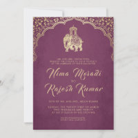Indian Wedding Invitation, Red, Gold, Ganesha Inv