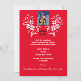 Indian Wedding Invitation with auspicious Ganesha