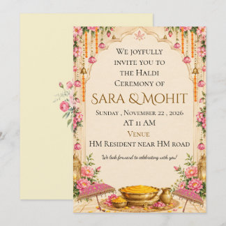 Indian Wedding Luxury Haldi Ceremony Invitation