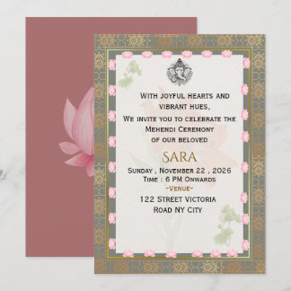 Indian Wedding Mehendi Ceremony Digital Invitation