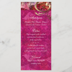 Indian Wedding Menu Cards Pink Gold Damask