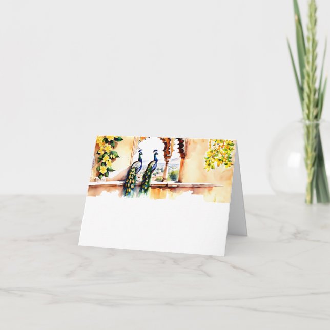 Indian wedding peacock Jaipur palace reception Invitation (Front)