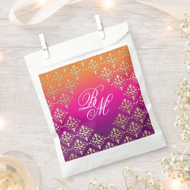 Indian Wedding Pink Purple Orange  Favour Bags (Clipped)