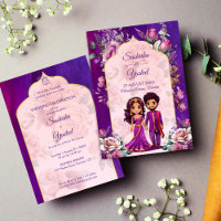 Indian wedding purple pink cute bridal couple 