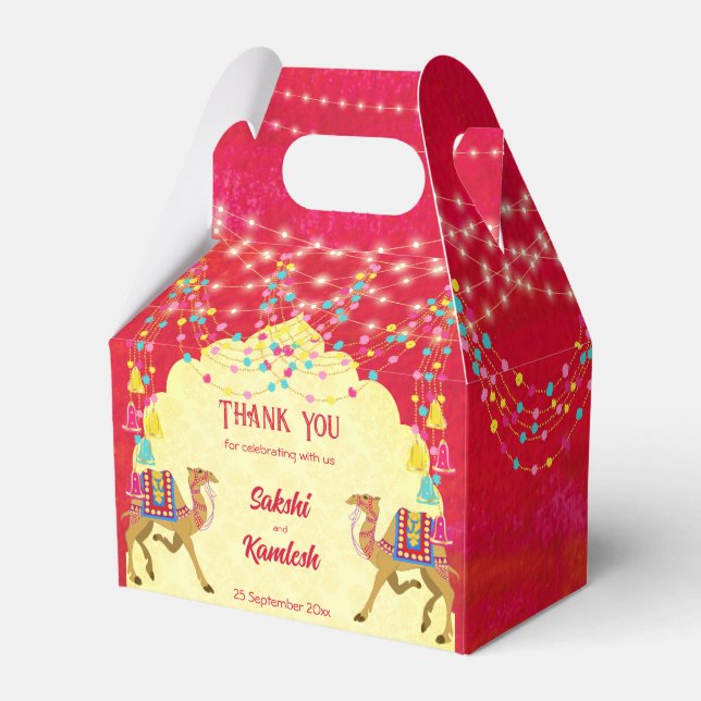 Indian wedding Rajasthani camels colourful Favour Box (Front Side)