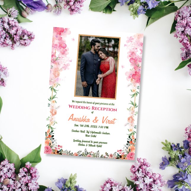 Indian Wedding Reception Personalizable Image Invitation (Creator Uploaded)