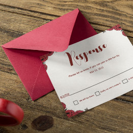 Indian Wedding Rose Floral Theme RSVP Card