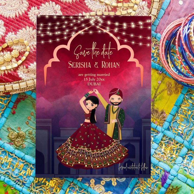 Indian wedding save the date cute bridal couple invitation (Creator Uploaded)