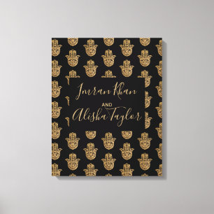 Indian Wedding Save the date Gold hamsa Henna Canvas Print
