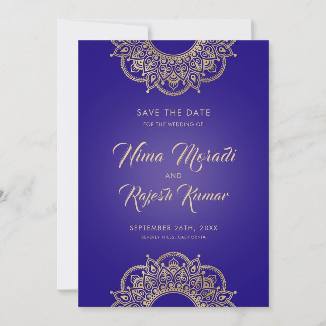 Indian Wedding, Save The Date, Purple and Gold Save The Date (Front)