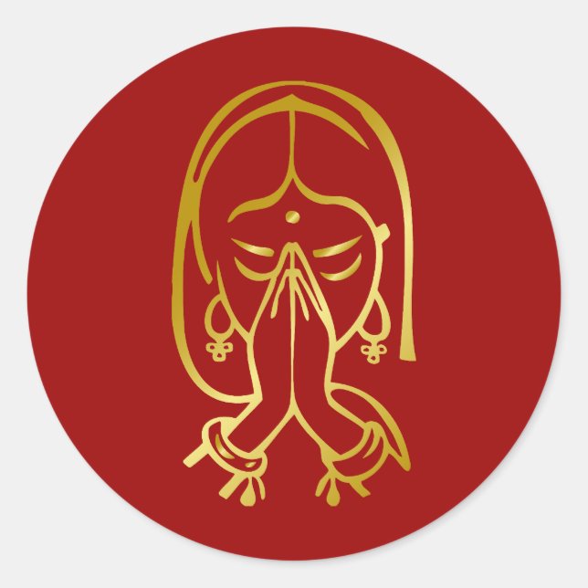 Indian Welcome Gesture - Namste Classic Round Sticker (Front)
