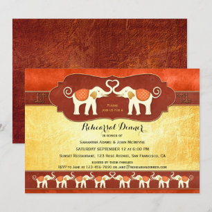 Indian White Elephants Rehearsal Dinner Invitation