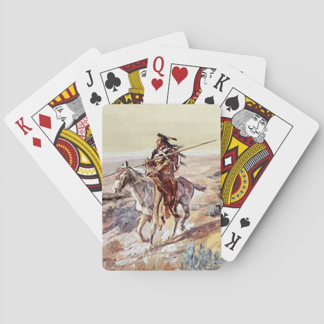 “Indian With Spear” Cowboy Art by Charles Russell Playing Cards (Back)