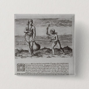 Indian Woman and Young Girl 15 Cm Square Badge