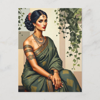 Indian Woman Art. Portrait Wall Art Postcard