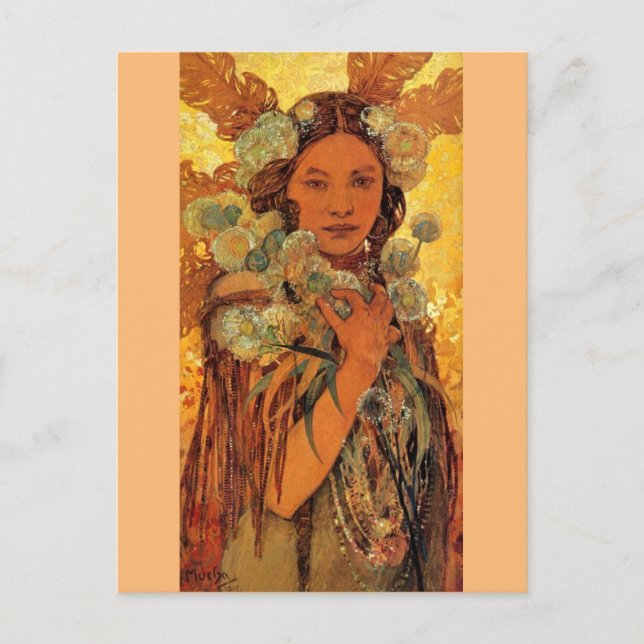 Indian Woman by alfons Mucha - Art Nouveau Postcard (Front)
