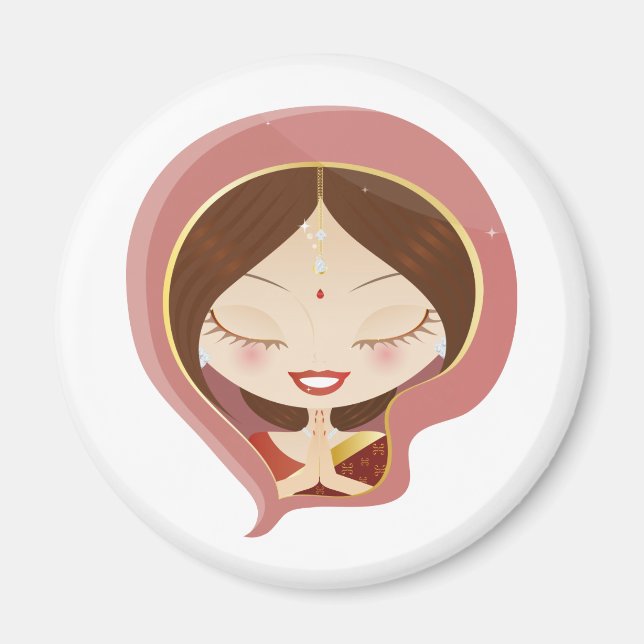 Indian Woman Praying Magnet (Front)