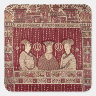 Indian woman with European traders, Madras Square Sticker