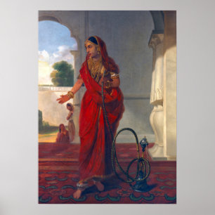 Indian Women Smoking Hookah Poster