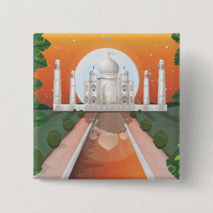 Indian world icon logo travel poster 15 cm square badge