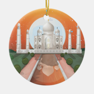 Indian world icon logo travel poster ceramic tree decoration