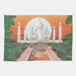 Indian world icon logo travel poster tea towel