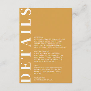 Indian Yellow Wedding Details Enclosure Card 
