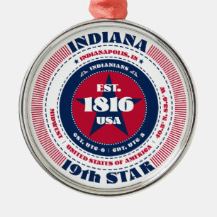 Indiana 19th State Christmas Ornament