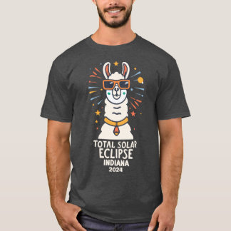 Indiana 2024 Solar Eclipse with a cool Llama Scoop T-Shirt