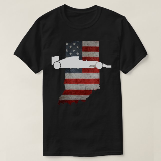 Indiana American Flag State with Race  T-Shirt (Design Front)