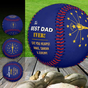 Indiana Best Dad, patriotic USA, Indiana Flag Baseball