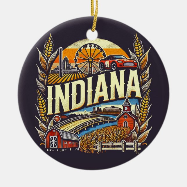 Indiana Ceramic Tree Decoration (Front)