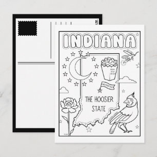indiana colour me collage postcard