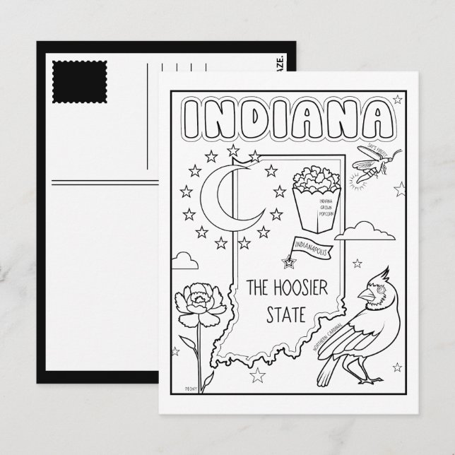 indiana colour me collage postcard (Front/Back)