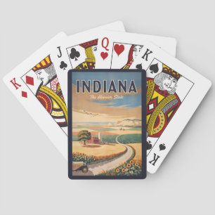 Indiana Countryside Illustration Travel Art Retro Playing Cards