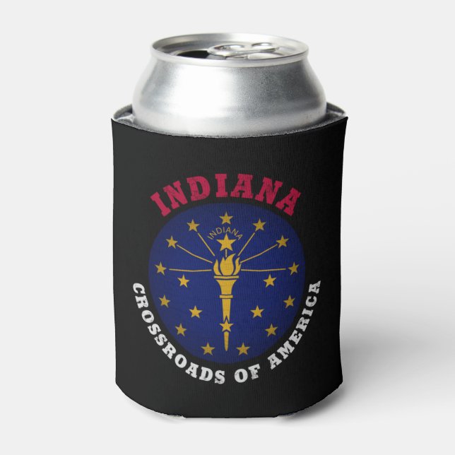INDIANA CROSSROADS STATE FLAG  CAN COOLER (Can Front)