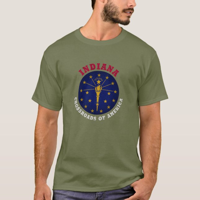 INDIANA CROSSROADS STATE FLAG T-Shirt (Front)