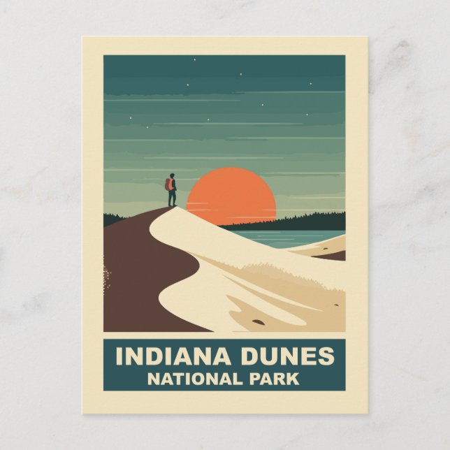 Indiana Dunes National Park Hiker Backpacker Holiday Postcard (Front)