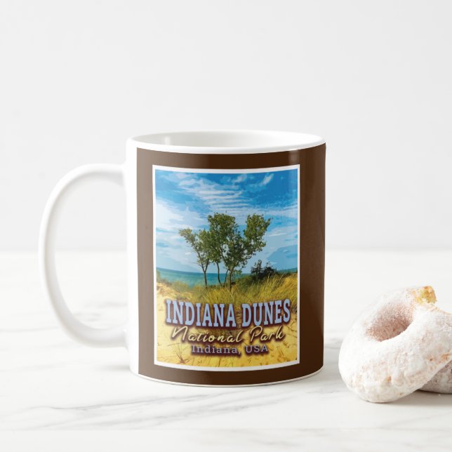 INDIANA DUNES NATIONAL PARK - INDIANA USA COFFEE MUG (With Donut)