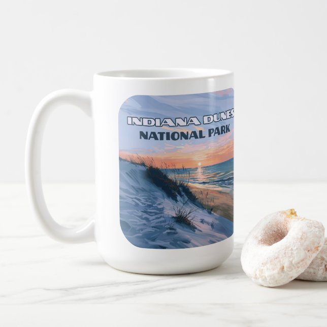 Indiana Dunes National Park Lake Michigan Coffee Mug (With Donut)
