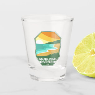 Indiana Dunes National Park Minimal Retro Emblem Shot Glass