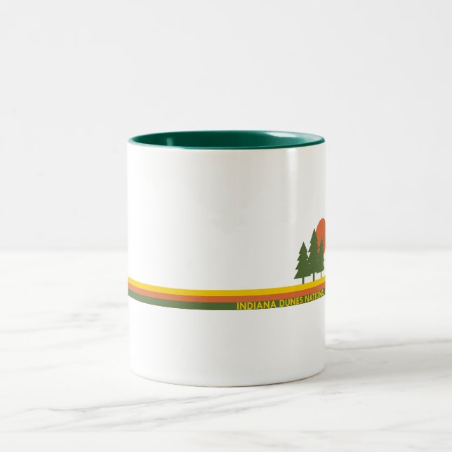 Indiana Dunes National Park Pine Trees Sun Two-Tone Coffee Mug (Center)