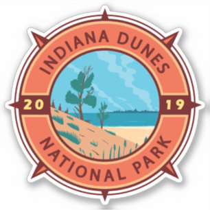 Indiana Dunes National Park Retro Compass Emblem