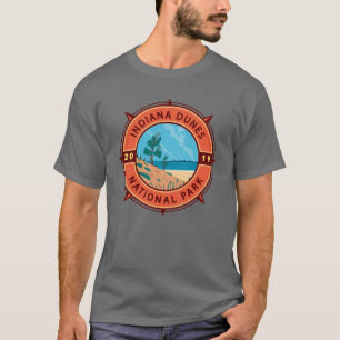 Indiana Dunes National Park Retro Compass Emblem T-Shirt